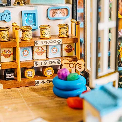 Miniature Joy House Kit Pet Shop - DIY Miniature Dollhouse Kit - Tiny House Building Kit with Furniture for Adults - Creative Miniature Craft Kits ( Miniature Joy