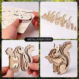 calary 3D Wooden Puzzle Simulation Animal Dinosaur Assembly DIY Model Toy for Kids and Adults,Set of 6 calary