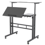 sogesfurniture Height Adjustable Sit Stand Workstation Mobile Standing Desk Home Office Desk with Standing and Seating,Black BHUS-101-2BK sogesfurniture