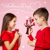 Haooryx 24 Pack Tree of Hearts Valentine Craft Kit Make Your Own Valentine Tree Hanging Ornaments DIY Valentine's Day Craft Kit Kids Classroom Haooryx