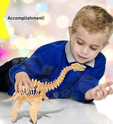 Puzzled 3D Puzzle Plesiosaurus Dinosaur Wood Craft Construction Model Kit Fun, Educational DIY Wooden Dino Toy Assemble Model Unfinished Craft Hobby Puzzled