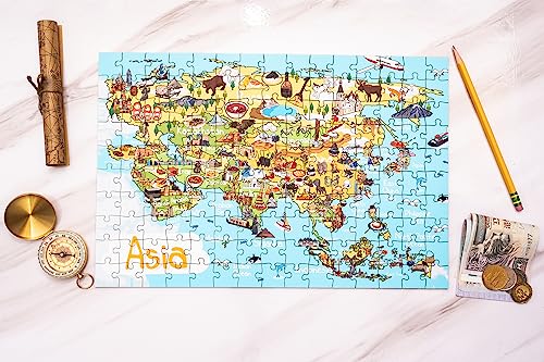 Terra Puzzles Asia Map Wooden Jigsaw Puzzle 152 Piece, 15x10 inches Terra Puzzles
