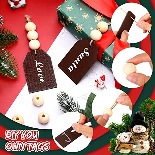 12 Pcs Christmas Stocking Name Tags Unfinished Wood Tags Personalized Blank  Wooden Stocking Tags Farmhouse Xmas Stocking Hanging Tag for Christmas