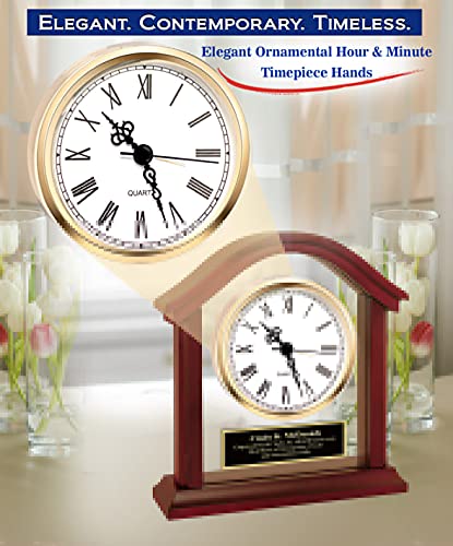 AllGiftFrames Personalized Wood Table Desk Clock Crowned Top Black Engrave Shelf Custom Engravable Desktop Business Etched Executive Graduation AllGiftFrames