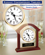 AllGiftFrames Personalized Wood Table Desk Clock Crowned Top Black Engrave Shelf Custom Engravable Desktop Business Etched Executive Graduation AllGiftFrames