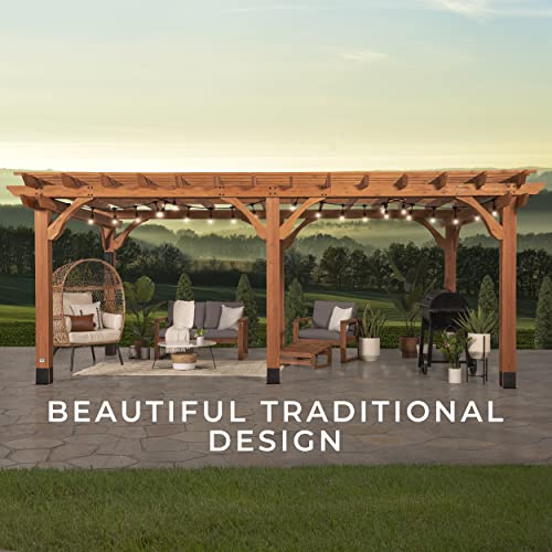 Backyard Discovery Beaumont 20x12 ft All Cedar Wood Pergola, Durable, Quality Supported Structure, Snow and Wind Supported, Rot Resistant, Backyard, - WoodArtSupply