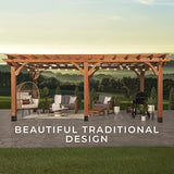 Backyard Discovery Beaumont 20x12 ft All Cedar Wood Pergola, Durable, Quality Supported Structure, Snow and Wind Supported, Rot Resistant, Backyard, Backyard Discovery