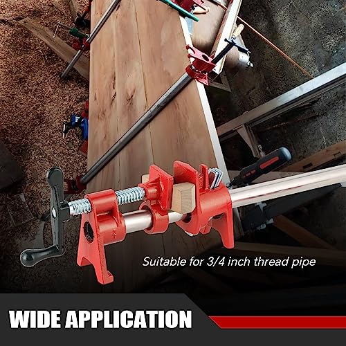 ATPEAM Wood Gluing Pipe Clamp Set | 6 Pack 3/4’’ Heavy Duty Cast Iron Quick Release Pipe Clamps for Woodworking with Unique Foot Design (6, 3/4'') ATPEAM