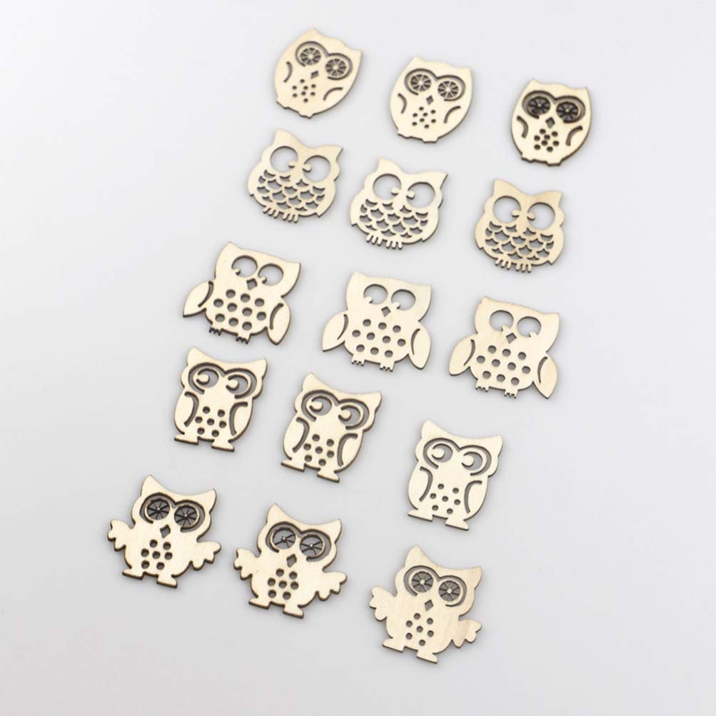 EXCEART Animal Wood Slices 60pcs Natural Wood Slices Owl Unfinished Wood Animal Craft Hanging Wooden Circles with Hole Tree Slice for Arts Painting EXCEART