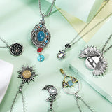SUNNYOUTH 14 Pcs Vintage Crystal Pendant Necklaces for Women Girls Chakra Healing Carnelian Necklace Bohemian Retro Sunflower Necklace Sun and Moon SUNNYOUTH