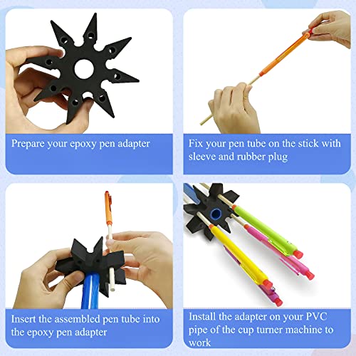 Riomh Epoxy Pen Turner Attachment, Glitter Pen Adapter for Holding Pens on Turner Machine, Sublimation Pens blank Turner Kit to Make Customized Pens Riomh
