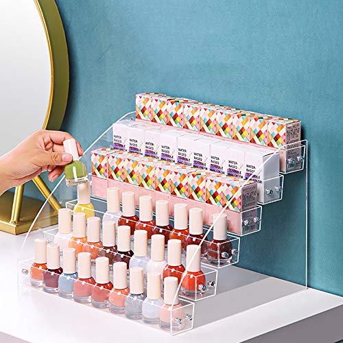 Yebeauty Clear Nail Polish Display Holder Organizer, 6 Layers Acrylic Organizer Storage Tray Rack Stand Holder for Cosmetic Eyeglasses Lash Display - WoodArtSupply