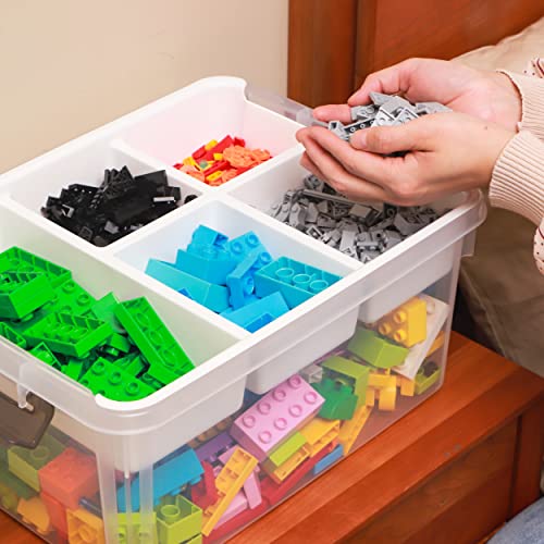 Citylife 17 QT Plastic Storage Box with Removable Tray Craft Organizers and Storage  Clear Storage Container for Organizing Lego, Bead, Tool, Sewing, –  WoodArtSupply