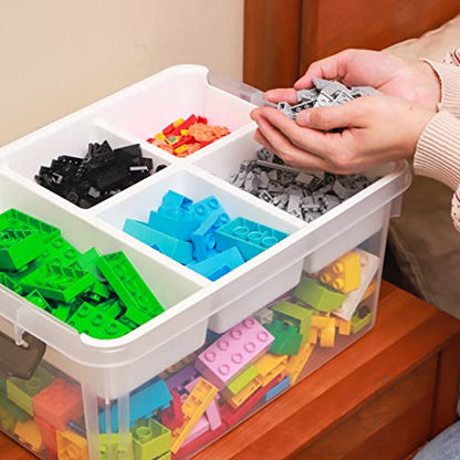 Citylife 17 QT Plastic Storage Box with Removable Tray Craft Organizers and Storage Clear Storage Container for Organizing Lego, Bead, Tool, Sewing, - WoodArtSupply