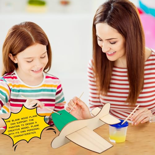 Haconba 24 Pack DIY Wood Planes Wooden Airplane Toys Unfinished Wood Glider Plane Model to Paint for Birthday Family School Craft Projects Haconba