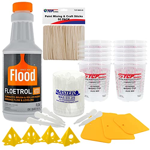 U.S. Art Supply - 1 Quart Floetrol Additive Pouring Supply Paint Medium Basic Kit for Mixing, Stain, Epoxy, Resin - Plastic Cups, Mini Painting - WoodArtSupply