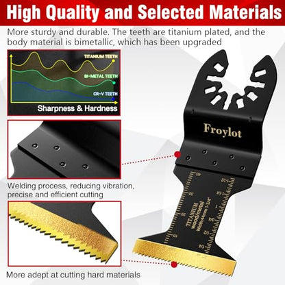 FROYLOT 24pcs Titanium Oscillating Tool Blades, Universal Multitool Blades for Metal Wood Cutting, Oscillating Saw Blade Metal Hard Material, Multi - WoodArtSupply