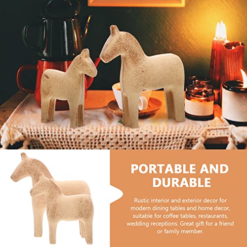 MAGICLULU Unfinished Swedish Wooden Dala Horse Figurine 2pcs DIY Unpainted Horse Sculpture Small Horse Statues Scandinavian Wedding Gifts Home MAGICLULU