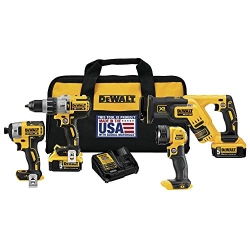 DEWALT 20V MAX* XR Cordless Drill Combo Kit, 4-Tool (DCK494P2) - WoodArtSupply