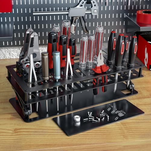 Vilaxing Screwdriver Organizer Holder Screwdriver Storage Rack for Desktop, Angle and Height Adjustable, Carbon Steel Tool Holder Shelf for rc Repair - WoodArtSupply