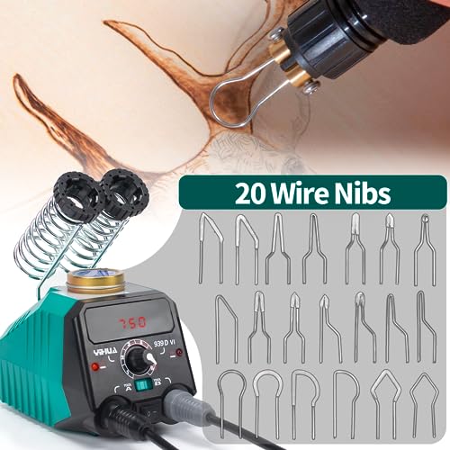 YIHUA 939D-VI Dual Pen Wood Burning Kit with Digital Display with 20 Wire Nibs, Detachable Wood Burning Pen, 2 Wood Pieces, Tweezers Used as Wood YIHUA