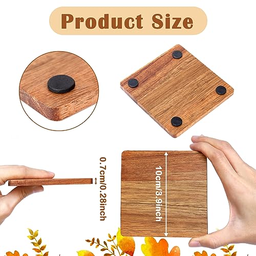 16 Pieces Unfinished Wood Coasters, 4 Inch Square Acacia Wooden Coasters for Crafts with Non-Slip Silicon Dots for DIY Stained Painting Wood - WoodArtSupply