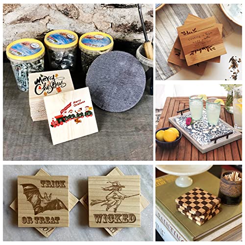 Acrux7 24 Pack 4x4 Inch Wood Squares for Paintings, Unfinished Wood Panels, Natural Pine Square, Blank Wood Boards for Laser Engraving, DIY Crafts, Acrux7