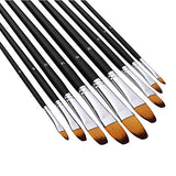 Artist Paint Brushes Set,9 Pcs Professional Filbert Brushes for Acrylic Oil Watercolor Gouache Painting Kits with Long Handle Nylon Hair Black HOJIBOFA