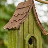 Glitzhome Green Hand Painted Garden Wood Birdhouse with Single Roof Hanging Bird House for Outside glitzhome