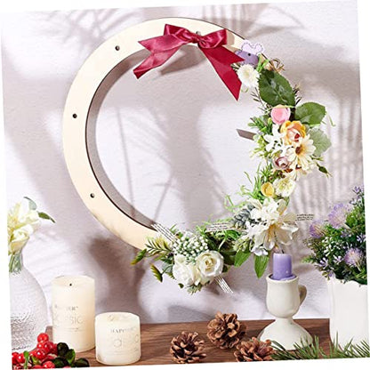 SEWACC 2Pcs Wooden Wreath Frame Flat Wreath Base Wreath Form Flower Wreath Boards Wreath Boards with Holes Craft Hoop Rings Floral Hoop Centerpiece