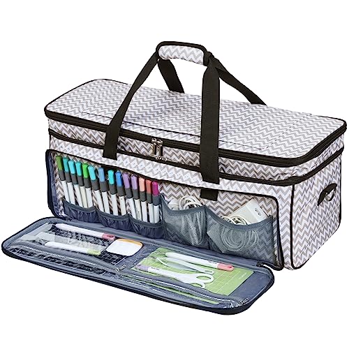 HOMEST Double Layer Carrying Case with Mat Pocket for Cricut Explore Air 2, Cricut Maker, Ripple - WoodArtSupply