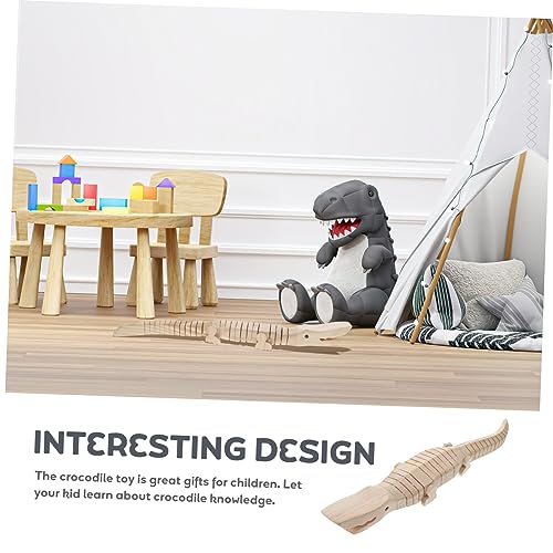 Vaguelly 5pcs DIY Wood Toy Painting Realistic Crocodile Plaything Small Crocodile Model Wood Crocodile Model Toy for Kids Students Handcraft Vaguelly