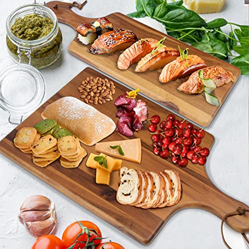 AIDEA Wood Cutting Board with Handle, Cheese Board Chartuterie Board，for Cutting and Serving 17"X11"bundle with 17"X6"(2 Pack) AIDEA
