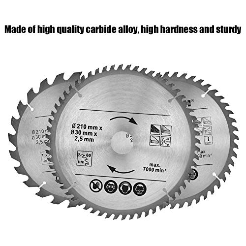 3pcs Circular Saw Blade, 8inch Table Saw Blade Miter Saw Blade 24T 48T 60T TCT Saw Blade Disc 30mm 1.18inch Bore with 7000 RPM Zerone