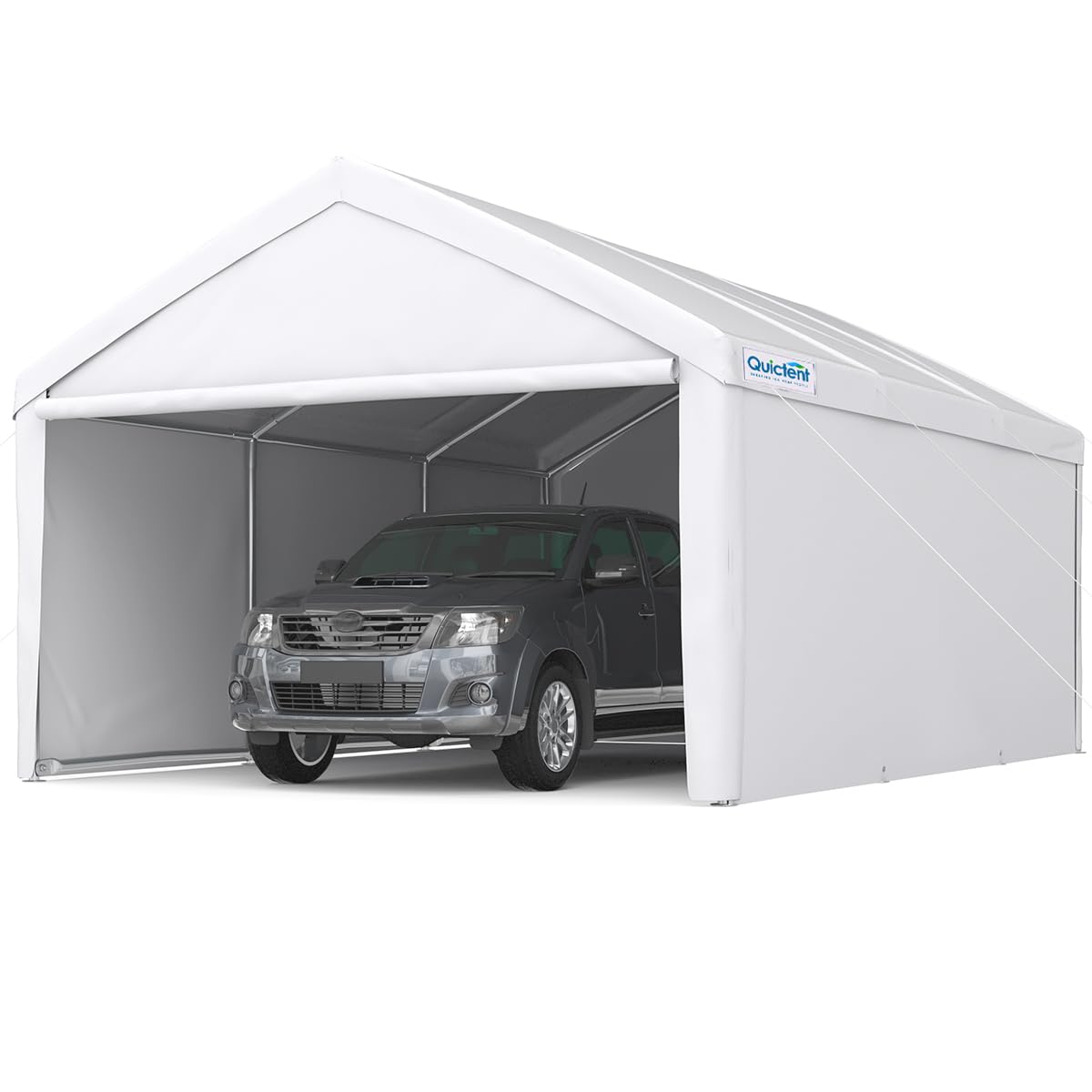 Quictent 13'X20' Heavy Duty Carport Galvanized Car Canopy Garage Outdoor Boat Shelter with Reinforced Frame - White - WoodArtSupply