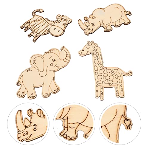 Sewroro 40pcs Graffiti Animal Wood Piece Craft Ornaments Unfinished Wood Ornaments Forest Animal Wood Cutouts Balsa Wood Craft Wood DIY Crafts Wood Sewroro
