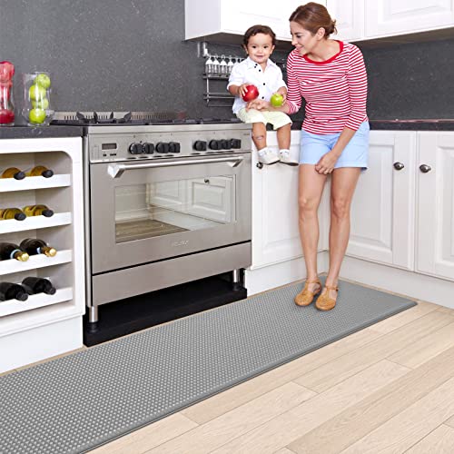 DEXI Kitchen Rug Anti Fatigue,Non Skid Cushioned Comfort Standing Kitchen Mat Waterproof and Oil Proof Floor Runner Mat, Easy to Clean, 17"x95", Grey - WoodArtSupply