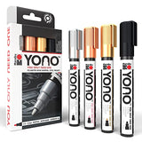 Marabu YONO Metallic Paint Markers - Unleash Your Inner Artist - Transform Any Surface With These 4 Acrylic Paint Markers for Canvas, Rocks, Mugs, Marabu