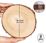 Lemonfilter Natural Wood Slices 8 Pcs 6.3-6.7 Inches Craft Wood Kit Wooden Circles Unfinished Log Wooden Rounds for Arts Crafts Wedding Christmas DIY Lemonfilter
