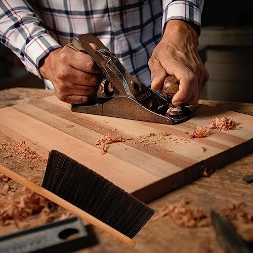 2 Pieces Woooden Dust Brush Hand Broom Bench Brush with Long Wood Handle Whisk Broom Soft Bristle Brush for Counter Bed Sofa Car Fireplace Clothes Dazzhues