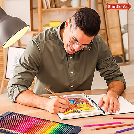 Shuttle Art 172 Colored Pencils, Soft Core Color Pencil Set for Adult Coloring Books Artist Drawing Sketching Crafting Shuttle Art