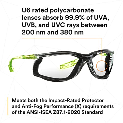 3M Safety Glasses, Solus CCS Series, ANSI Z87, Scotchgard Anti-Fog Coating, Clear Lens, Corded Ear Plug Control System, Removable Foam Gasket, 3M