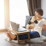 Drawing Table Nnewvante Laptop Desk Adjustable Drafting Desk Foldable Bamboo Bed Tray with Tablet Slot for Adult Kids, Large Nnewvante