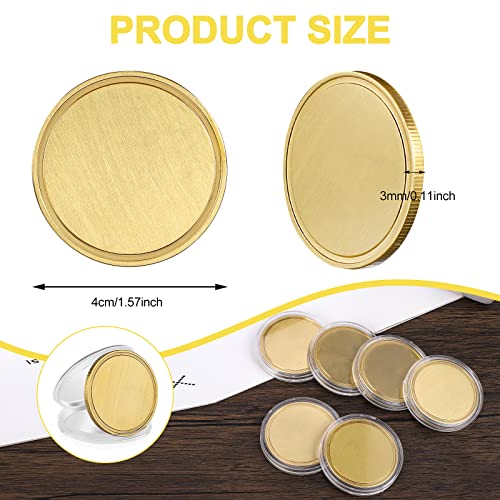 Blank Brass Challenge Coin Laser Engraving Coins Blanks 40 mm with Acrylic Protection Box for DIY Crafts Birthday Travel Commemorative Collection - WoodArtSupply