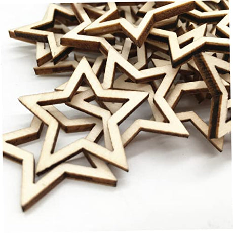 jojofuny 100 pcs Wooden Star Shape Cutouts Unfinished Wood Cutout Unfinished Wooden Slices Blank Christmas Wooden Chips for Wooden Craft DIY jojofuny