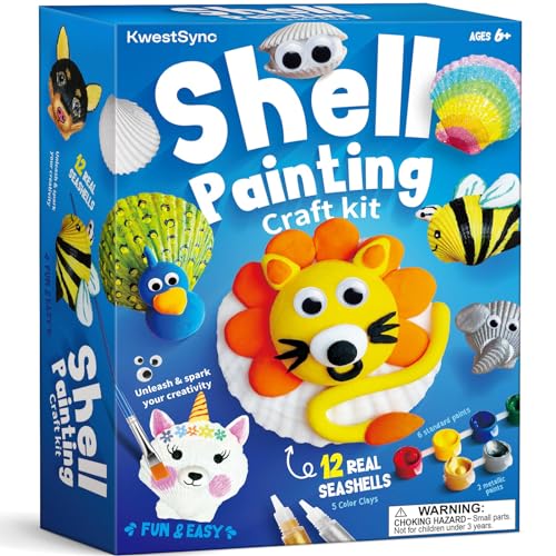 Kwestsync Shell Painting Craft Kit for Kids, Arts & Crafts Gifts for Boys and Girls Ages 4-8, 6-8, 8-10 - Creative Art Activity Toys for Girls 8-10,