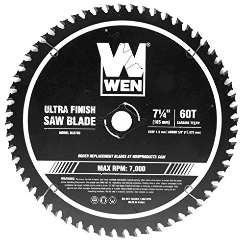 WEN BL0760 7.25-Inch 60-Tooth Carbide-Tipped Professional Ultra Fine-Finish Circular Saw Blade with Cool-Cut Coating WEN