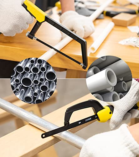 DOWELL Hacksaw Frame Set Heavy Duty Handsaw 12-inch 10-inch 6-inch Mini Hacksaw Hand Saw 8 Extra Blades Multi-function for Metal Wood PVC Pipes DOWELL