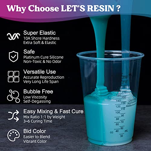 LET'S RESIN Silicone Mold Making Kit 30A,160oz/10Lbs Durable Mold Making  Silicone Rubber, Fast Cure Platinum Cured Silicone, Self-Degassing Molding