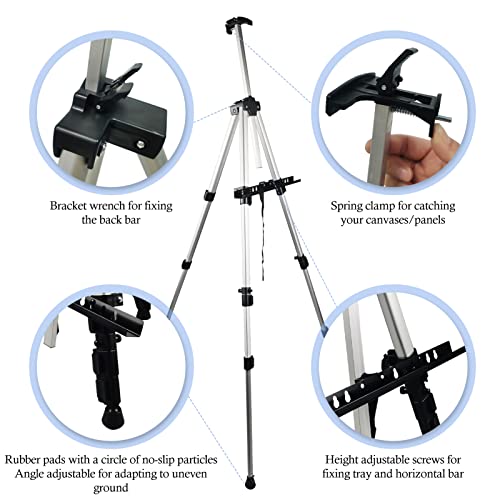 Ns Jymb Portable Artist Easel Stand, Adjustable Easel for Painting Canvases Height from 17 to 66 Inch,Carry Bag for Table-Top/Floor Didplaying and Ns Jymb